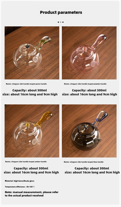 High Borosilicate Glass Teapot Thickened High Temperature Resistance Side-handle Pot Small Household Anti-scald Green Tea Teapot