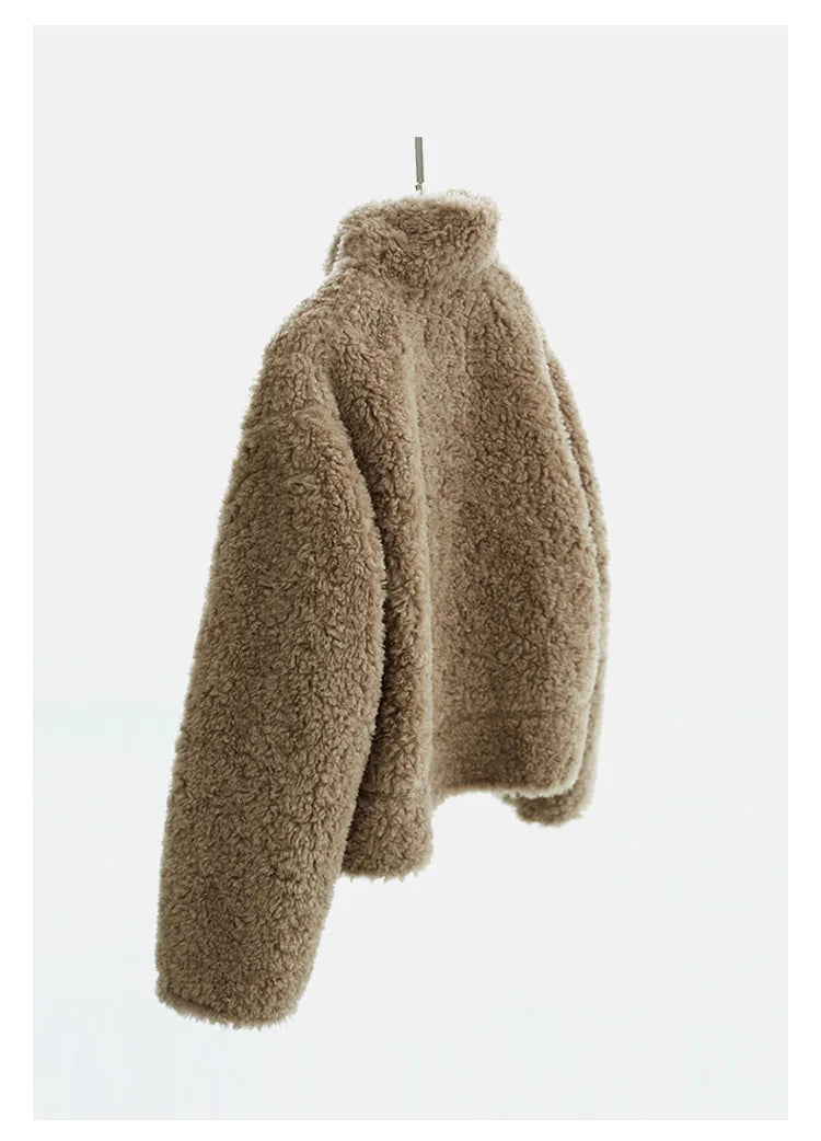 Teddy Style 100% Wool Coat ~ Women's Short Lazy-Style Jacket Loose Top Autumn and Winter New Model 2025 Faux Fur