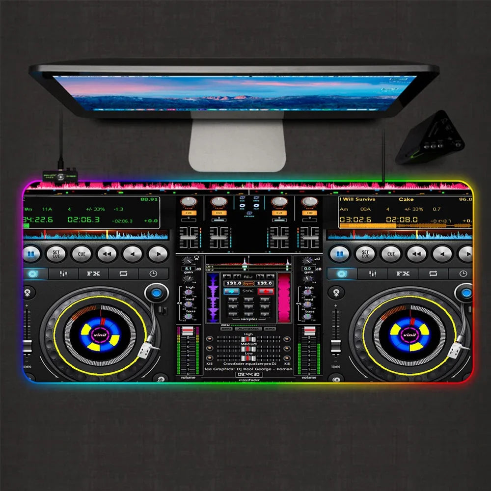 Mairuige Gaming Mouse Pad DJ Controller Speed RGB Laptop Large LED Laptop Mousepad XXL Table Cushion Keyboard Pad Mouse Mat