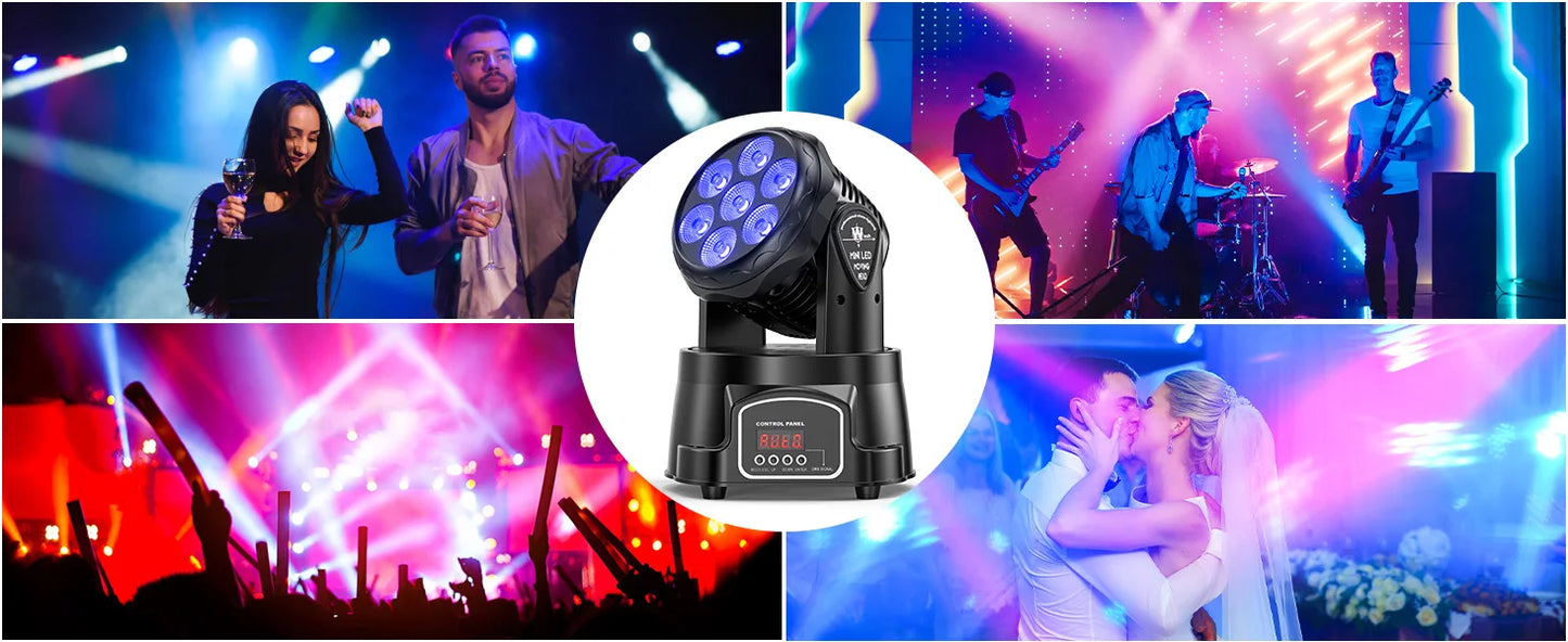 Yiflamefly 1/2/4Pcs 105W Beam Moving Head Lights 7x15W RGBW LED Stage Lights DMX512 Spot Lights For DJ Disco KTV Wedding Party