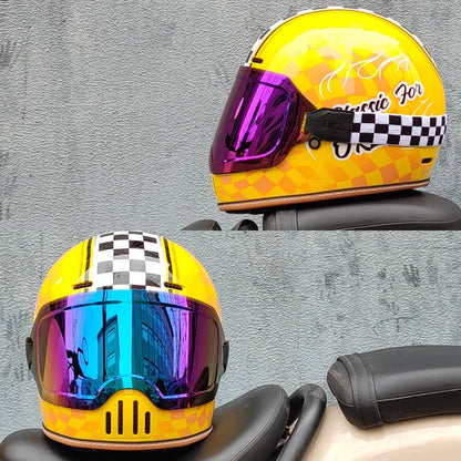 ORZ Retro Motorcycle Helmet Full Face Cruising Motorcycle Helmet Four Seasons Couple Street Pig Nose Helmet DOT Approved 729