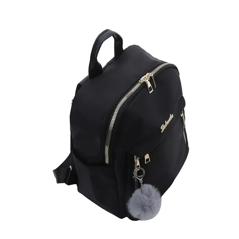 Simple Large Capacity Unisex Black Travel Backpack - Harajuku & High Street Style Student Backpack