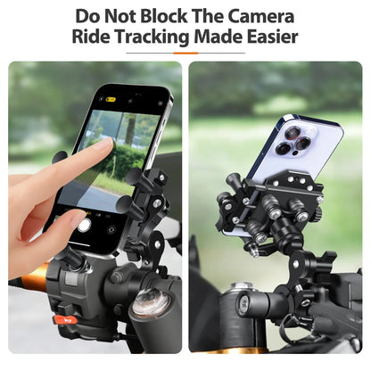 Motorcycle Phone Holder Universal Aluminum Alloy Shock-Absorbing Motos Handlebar Navigation Bracket 360° Rotary Adjustable Stand