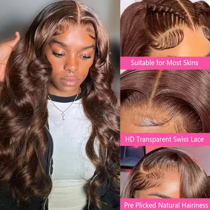 Chocolate Brown Body Wave Human Hair Wigs 13x6 Lace Frontal Wig Human Hair For Women Brazilian #4 Colored 13x4 Lace Front Wig