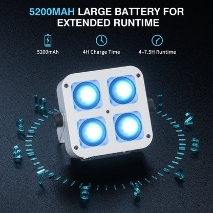 Fieryzeal 4PCS Rechargeable Par Light 5200mAh APP Control LED Uplight Stage Light DMX 4X10W RGBWA+UV LED Par Light for DJ Party