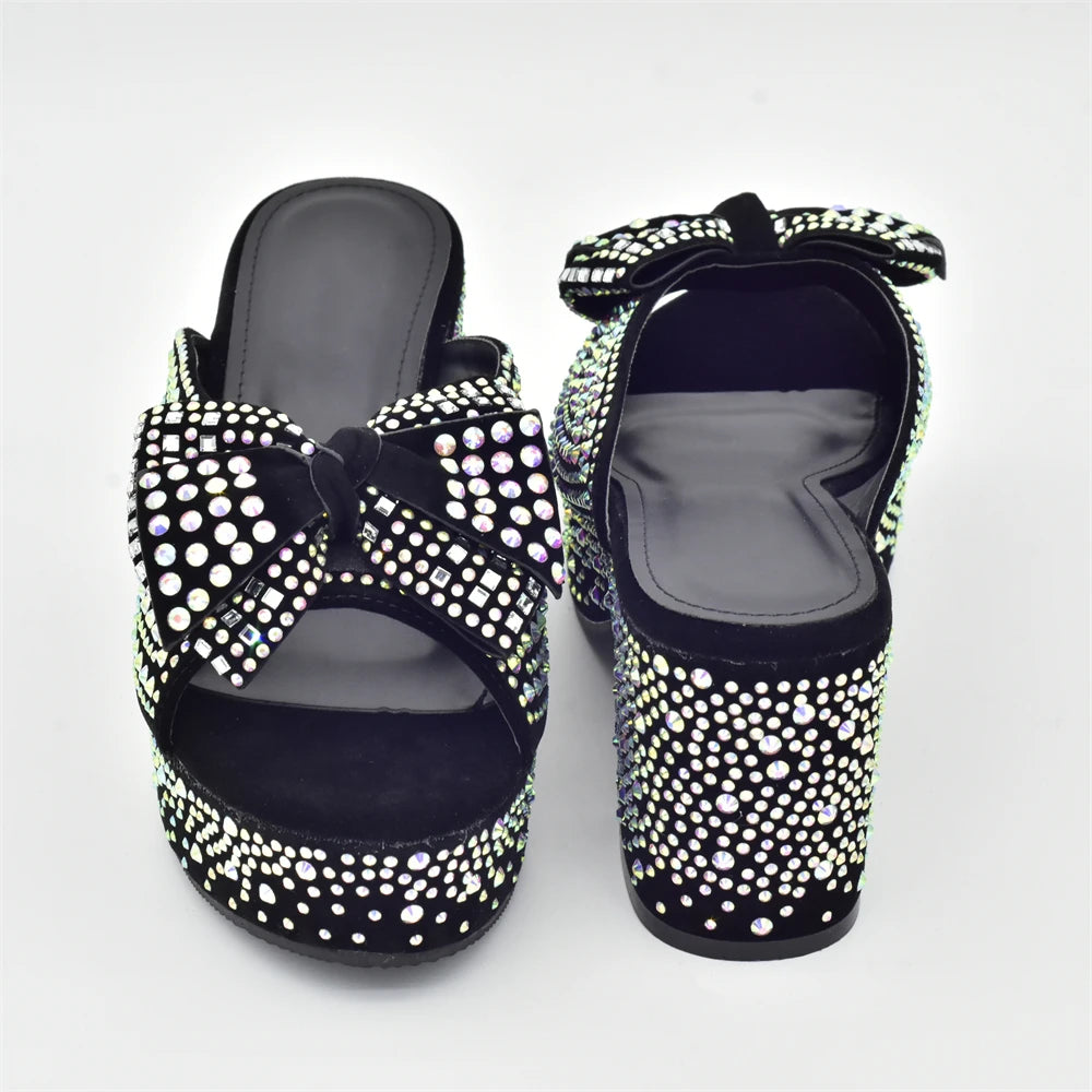 New Arrival Shoes and Bags Set for Women 2025 Women Shoe and Bag Set Decorated with Rhinestone Elegant Woman Heeled Pumps