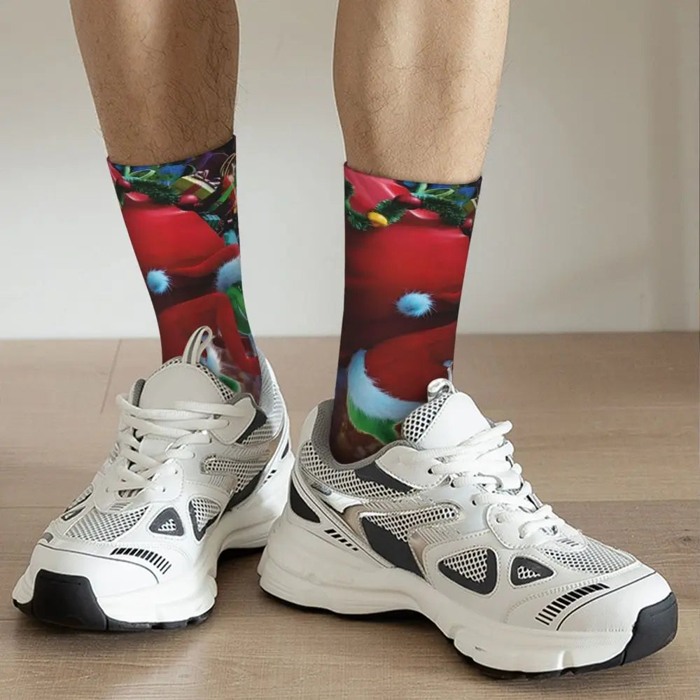 Cartoon Grinchh Xmas Socks Men's Women's Funny Happy Christmas Socks Hip Hop Spring Summer Autumn Winter Socks Gift