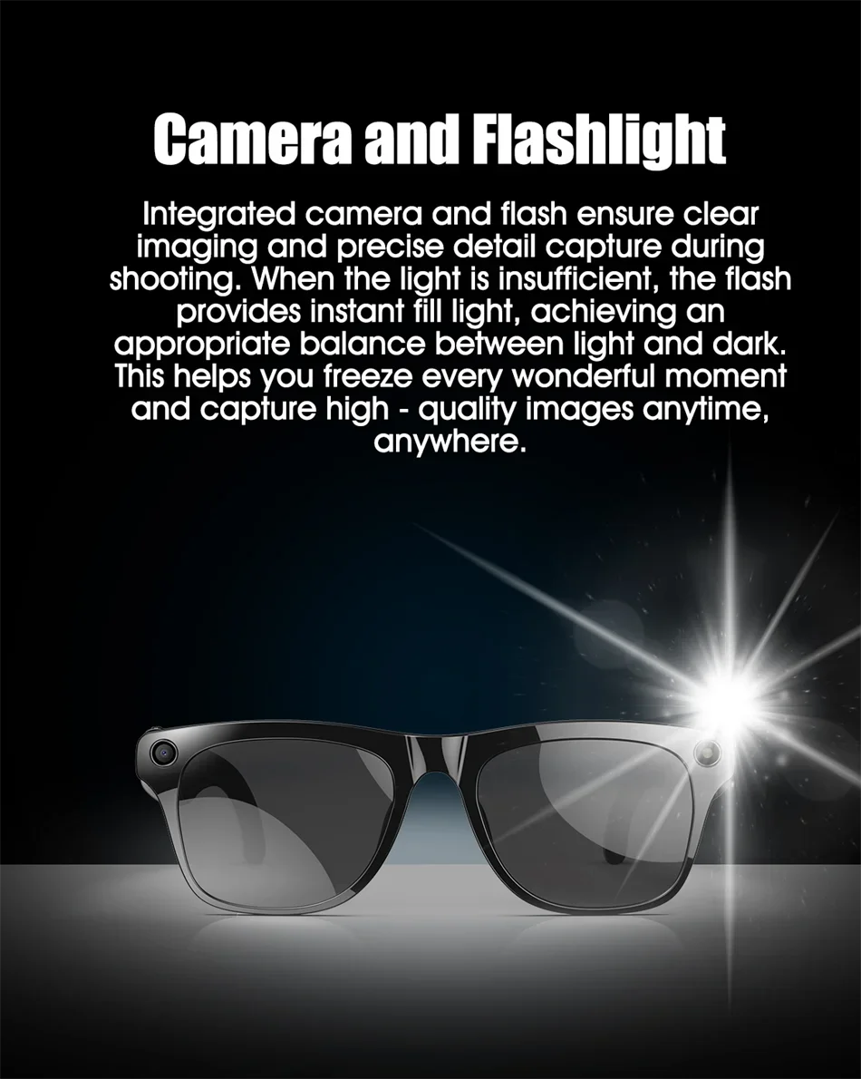 Xiaomi 8K AI Smart Glasses Multifunctional Camera Bluetooth Call Voice Assistant Music Player Translate Photochromic HD Glasses