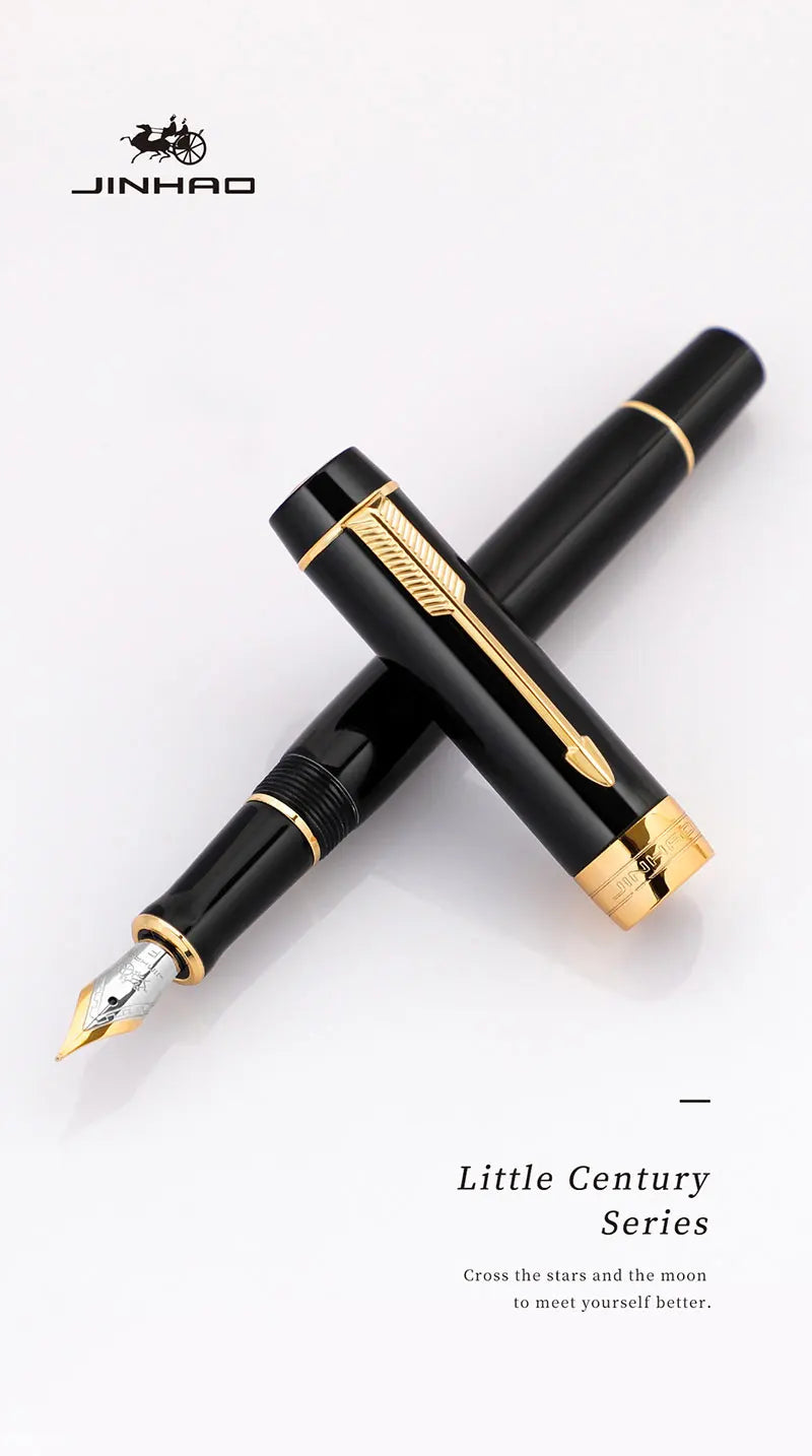 Jinhao 100 Fountain Pen Commemorative Resin Good Pen Nib 18 KGP Gold Sandwiched Thin Tod Small Business Office Gift Pen