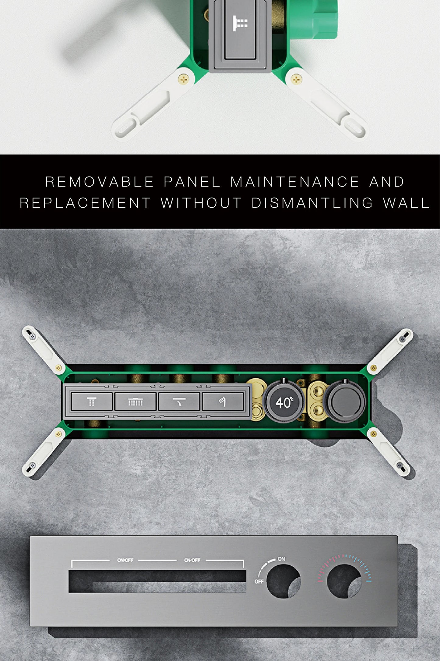 Luxury  black brass shower system wall-mounted LED digital display design Cold & hot dual-control 4-function ceiling shower Tap