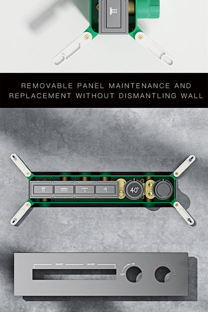 Luxury  black brass shower system wall-mounted LED digital display design Cold & hot dual-control 4-function ceiling shower Tap