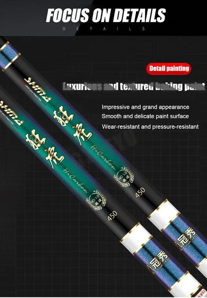 Telescopic Stream Rod 3.6M/4.5M/5.4M/6.3M/7.2M/8M/9M Carbon Reservoir Pond Fishing Rod Super Light Hard Fiber Hand Fishing Pole