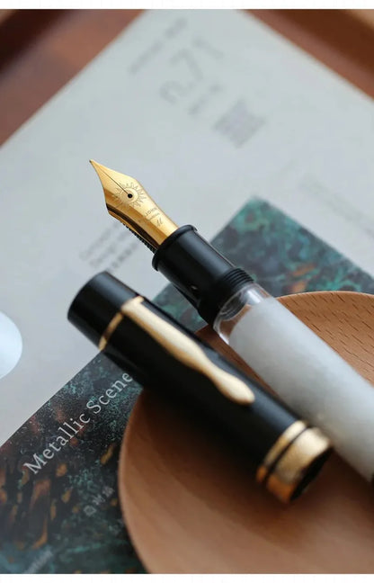 MAJOHN P139 High Quality Fountain Pen Piston Filler Resin Body Ebonite Feed Size 8 40 Nib Rotating Cap Postable Office Gift