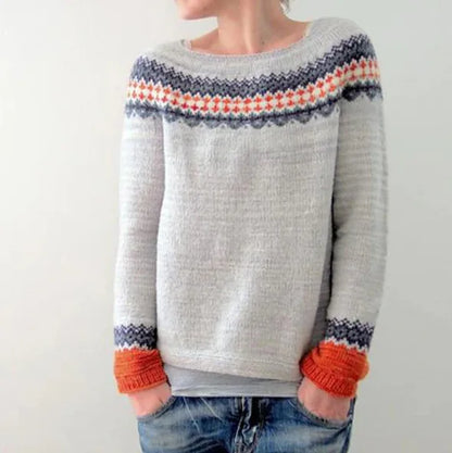 2025 Spring Knitted Women Sweater Print O-neck Long Sleeve Casual Loose Sweaters Female Winter Elegant Trendy Ladies Clothes