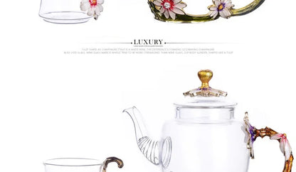 Hand-painted Enamel Color Tea Pot Heat-resistant Glass Single Teapot High-grade Flower Kungfu Water Pots Kettle