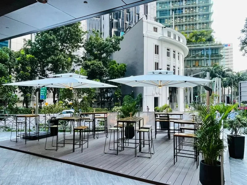 Sun Umbrella, Outdoor Furniture, with Solar LED Lights, Outdoor Umbrella Furniture Set, Sun Protection and Rain Protection