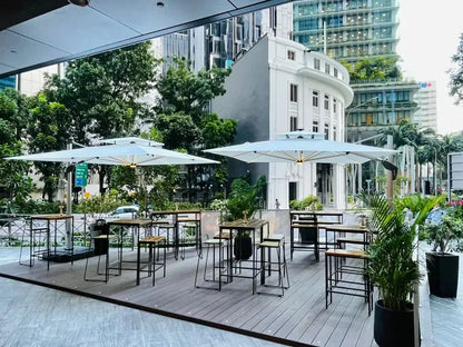 Sun Umbrella, Outdoor Furniture, with Solar LED Lights, Outdoor Umbrella Furniture Set, Sun Protection and Rain Protection