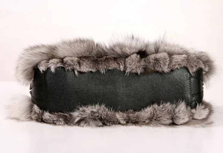 Winter Fox Fur Bag Women's Fur Bag Fashion Fur Handbag Ladies Bags Purses Women Shoulder Bag Real Silver Fox Fur Messenger Bags