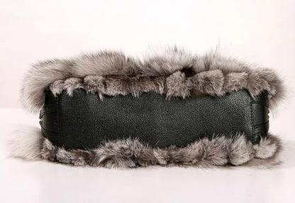 Winter Fox Fur Bag Women's Fur Bag Fashion Fur Handbag Ladies Bags Purses Women Shoulder Bag Real Silver Fox Fur Messenger Bags