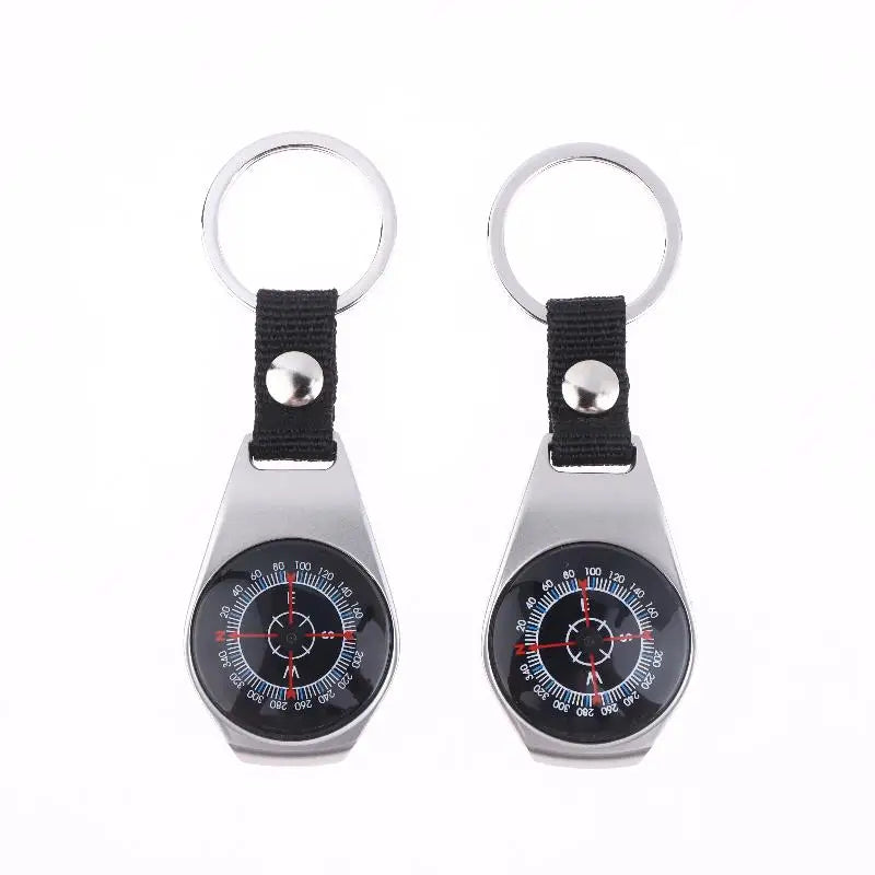 Outdoor Camping and Hiking Accessory: Durable Metal Compass Keychain Carabiner.