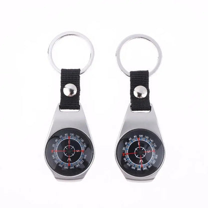 Outdoor Camping and Hiking Accessory: Durable Metal Compass Keychain Carabiner.