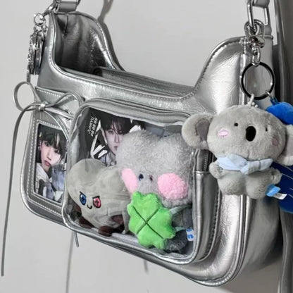 SS Y2k Harajuku Shoulder Bag Women Korean Transparent Ita Bag School Crossbody Bag Female Japanese Designer Preppy Handbag Purse