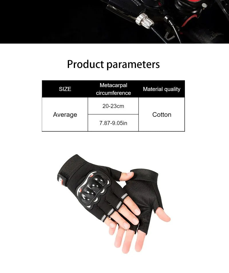 Men Half Finger Gloves Slip Rresistant Wear-resistant Racing Off-road Shatterproof Breathable Motorcycle Bicycle Tactical Glove