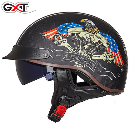 Retro Half Helmet Motorcycle Cruiser Helmet German Style Vintage Casco Moto Open Face Chopper Biker Pilot DOT Capacetes Para