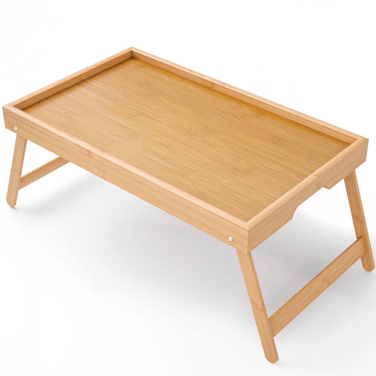 Portable Multifunctional Bamboo Bed Tray Table with Folding Legs Breakfast in Bed Tray for Sofa Serving Eating Working Reading