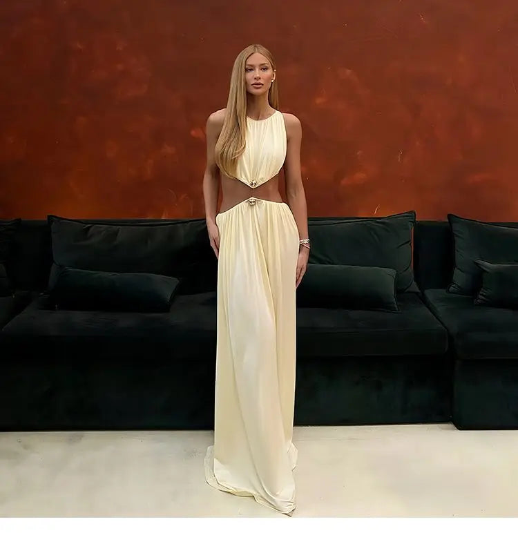 2026 Summer Fashion New Women's Elegant Design Dress Two Piece Set Sleeveless Top Slimming High Waist Long Dress Set