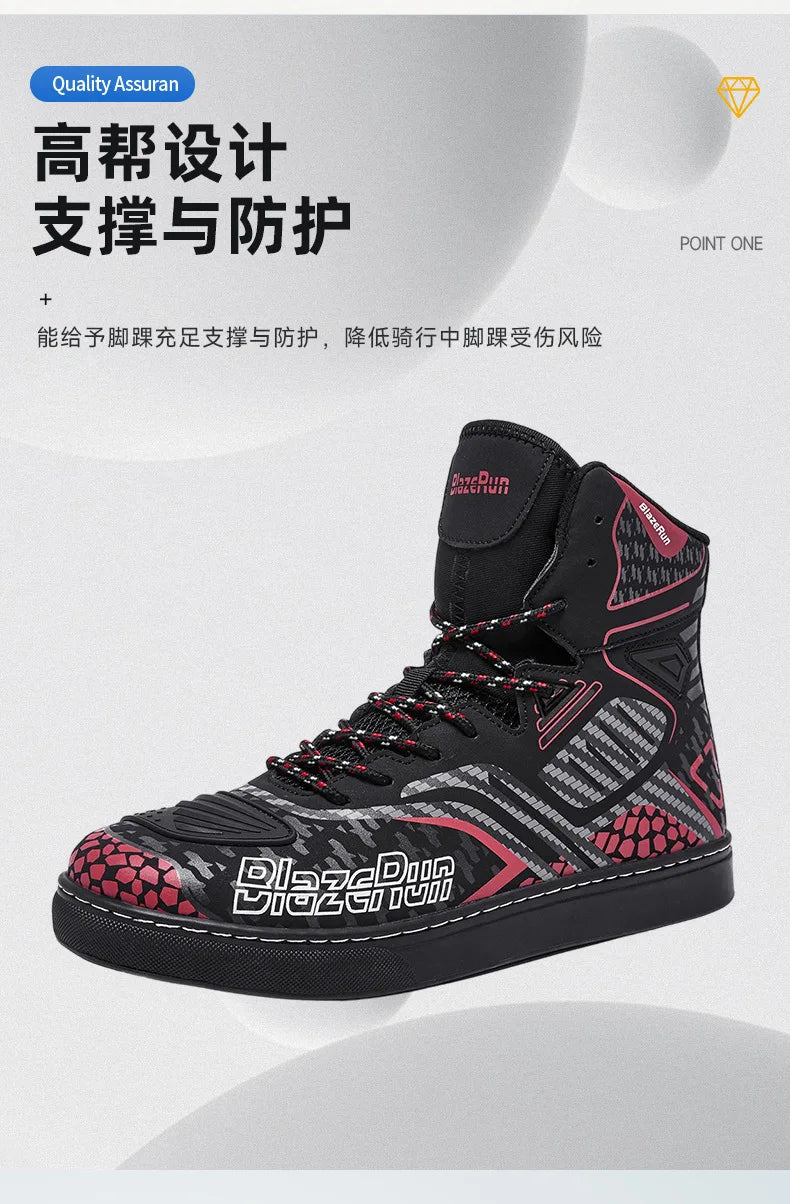 Motorbike Shoes Men Motorcycle boots Breathable Anti-fall Rider Road Racing Casual Shoes Boot Gear Shift Rubber Sole Reflective
