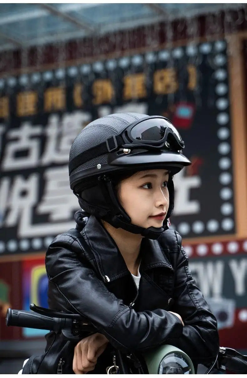 New style safety helmet motorcycle headgear all seasons universal for men and women, warm in autumn and winter,retro half helmet