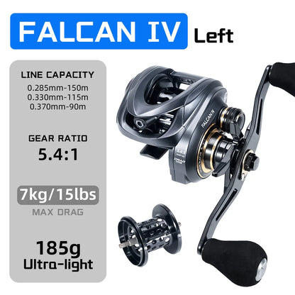 SeaKnight Brand FALCAN IV 5.4:1 185g Lightweight Baitcasting Fishing Reels Carbon Fiber Drag Brass Gear Power Fishing Reel