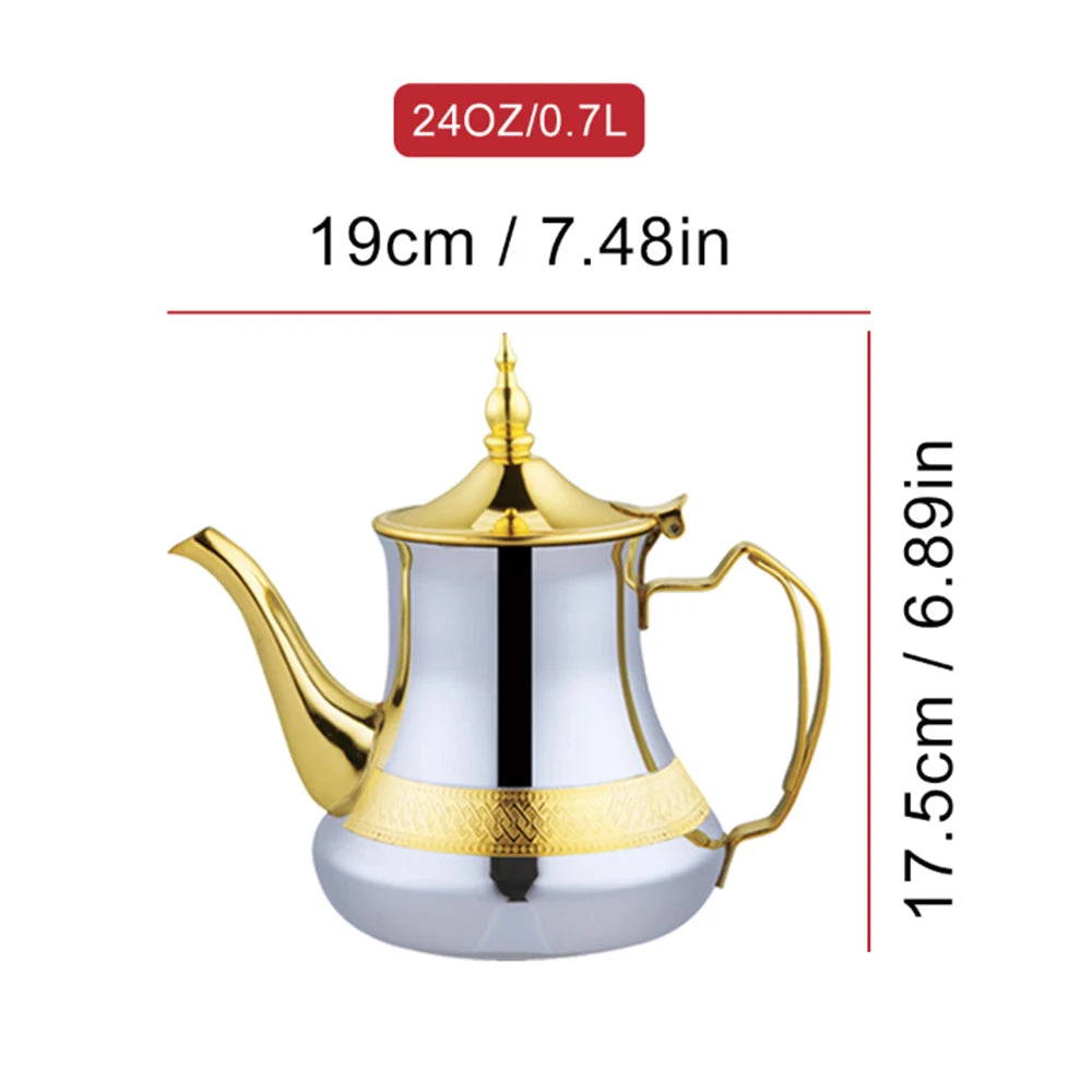Arabic style stainless steel teapot, Moroccan mint tea pot, Induction cooker gas boiling water kettle,Restaurant Home Tea Kettle
