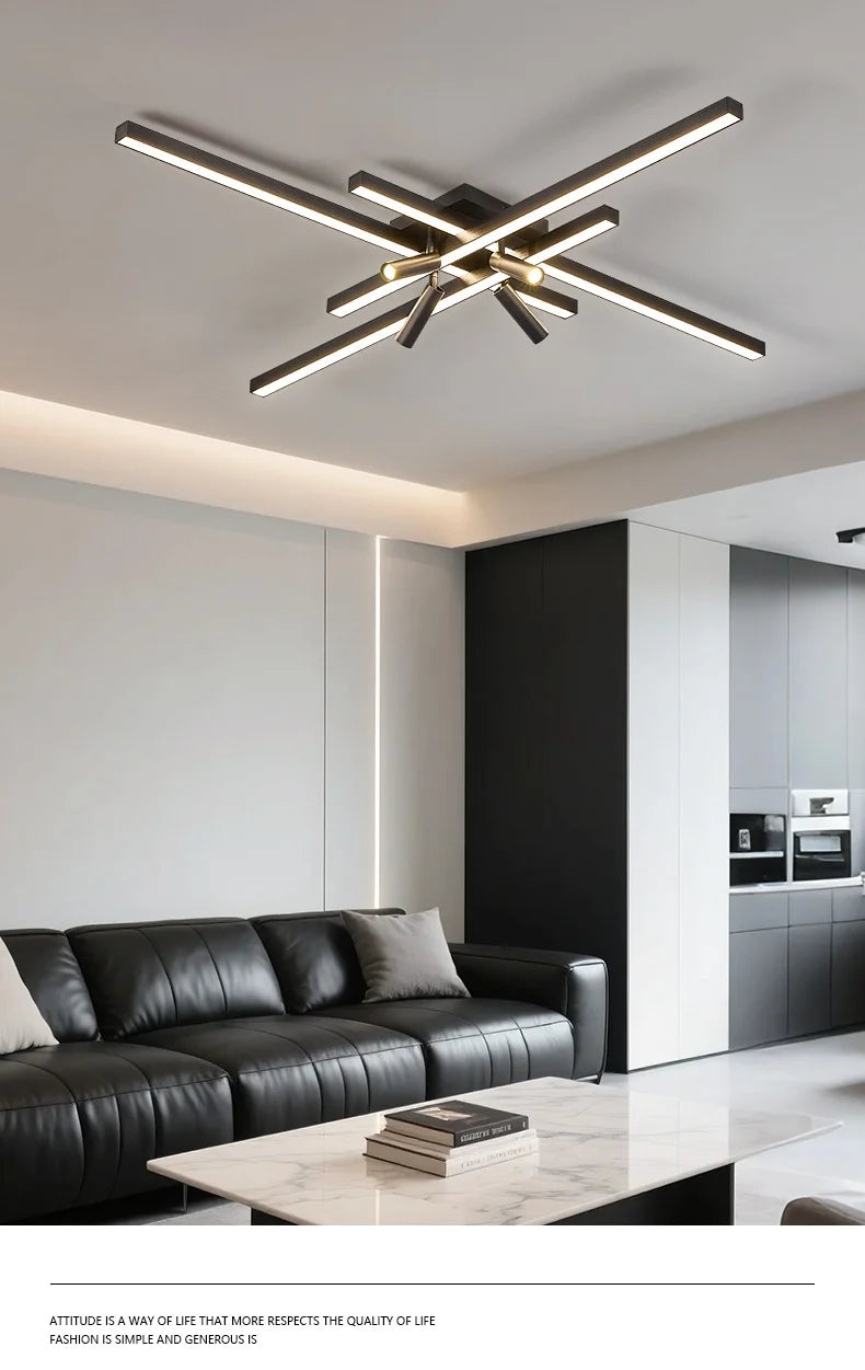 Modern Minimalist Living Room Ceiling Lights Bedroom Long Line lamps LED Chandelier Hall Bedroom Indoor Lighting Decoration