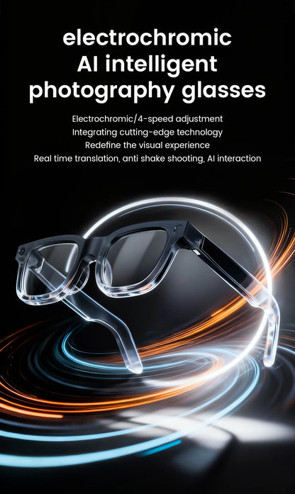 AI Smart Glasses 800W HD Camera 32 Million Interpolation Real-Time Translation AI Voice Assistant LED Flashlight  Music