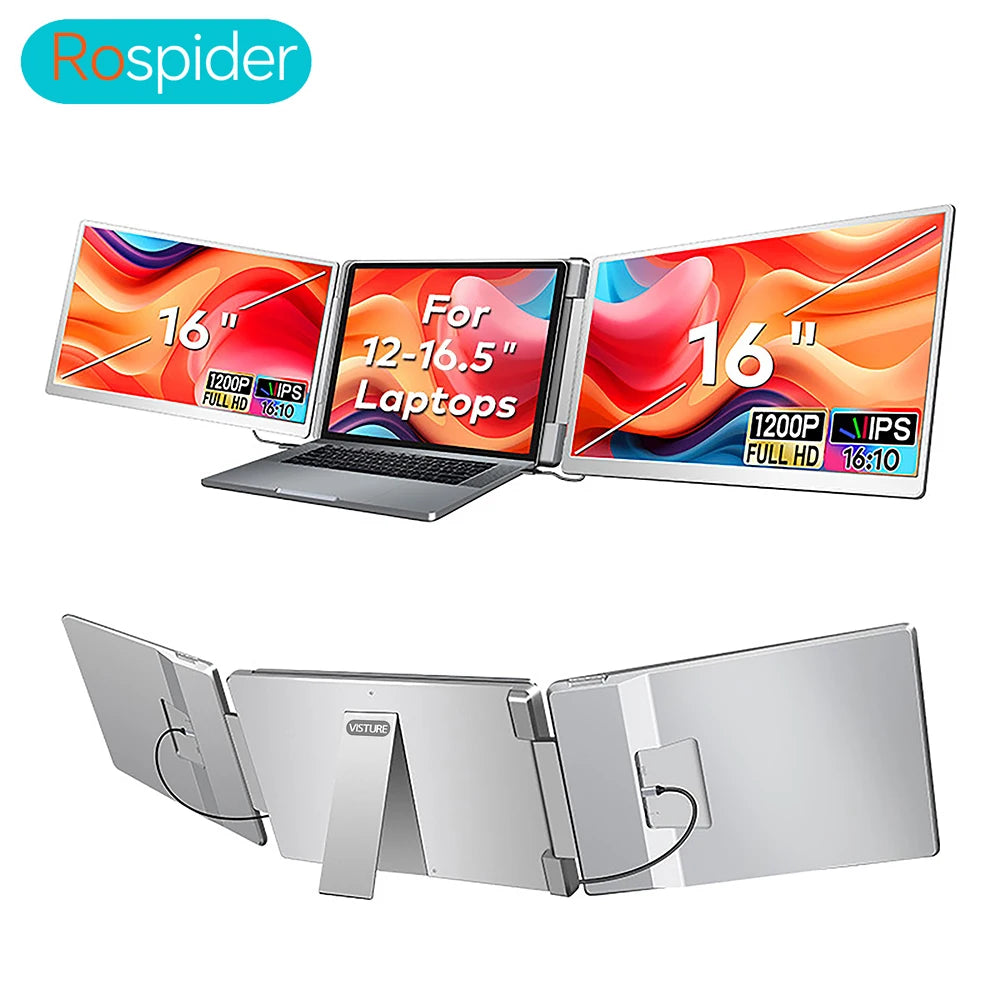 Dual Screen Extender FHD IPS Gaming Display Portable LCD Backlit Monitor High Definition for Productivity 14 to 16 inch Rospider