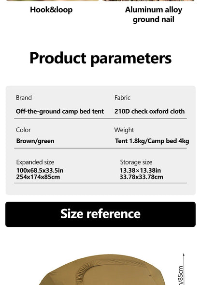 Lightweight Camping Camp bed Tent 1-2 Person Waterproof Sunproof Quick Setup 210D Oxford Backpacking Tent for Hiking Outdoor