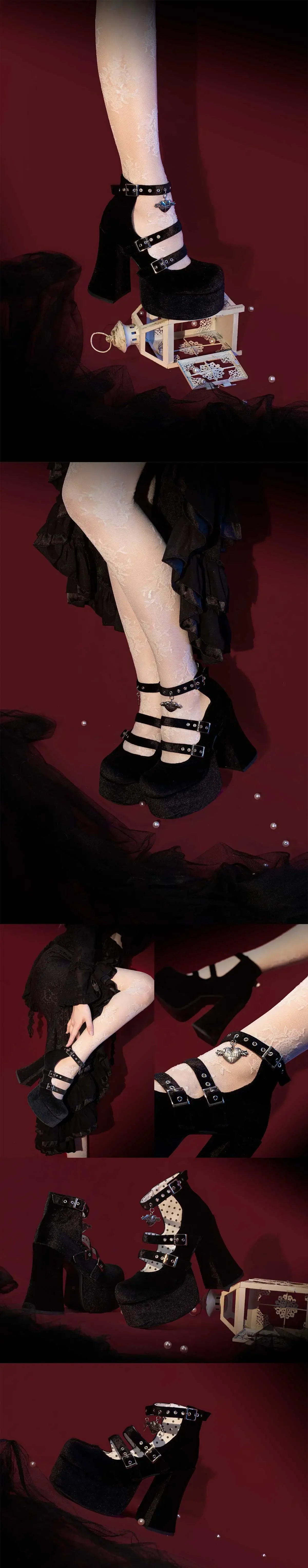 Original Sweet Ladies Elegant Waterproof Platform Leather Shoes Cool Hot Girl High Heels Mary Jeans Chunky Heel Pumps for Women