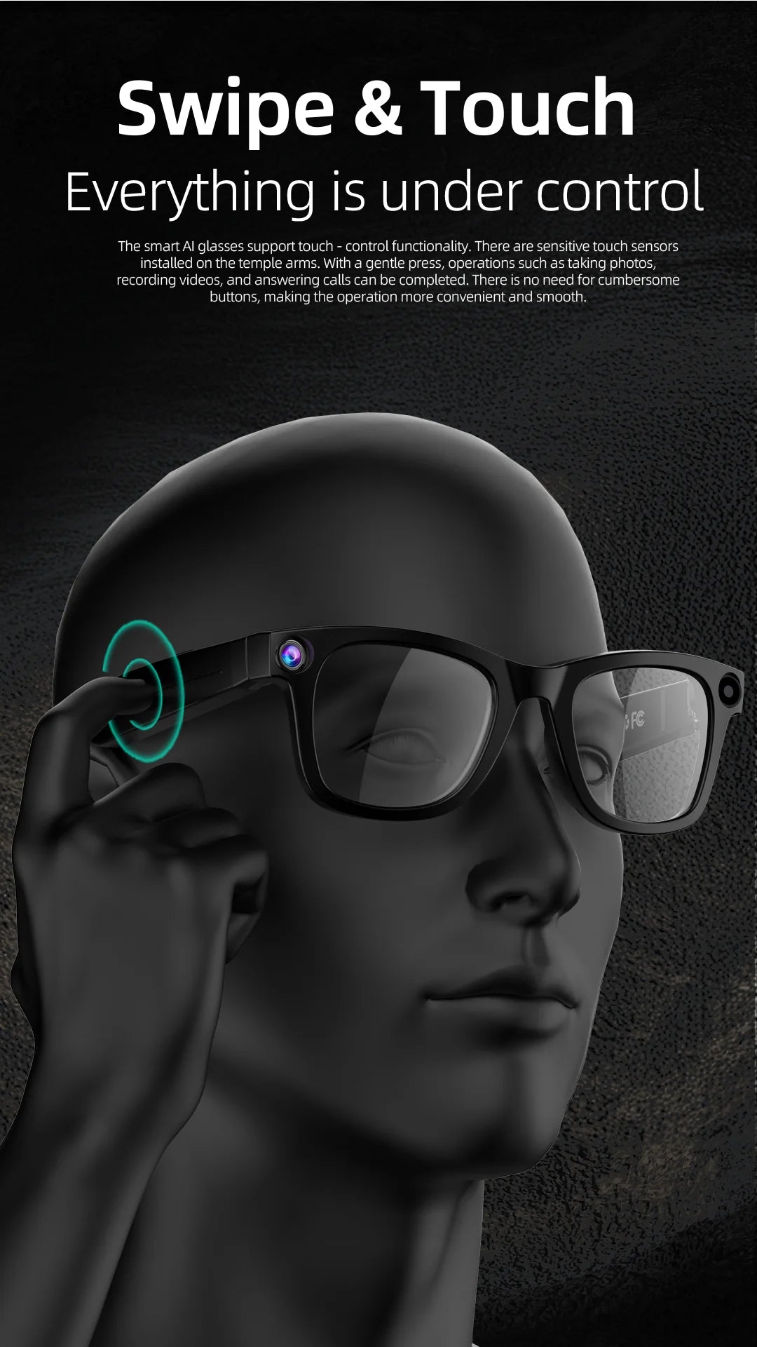 Hiwego New  Smart AI Glasses 800W pixel AI Shooting Camera HD Photo Video Voice Call Translation  Bluetooth Glasses For xiaomi