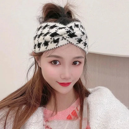 Casual Korea Houndstooth Headwrap Headbands for Women Hiar Accessories New Cotton Elastic Head Band Warm Knitted Hairbands
