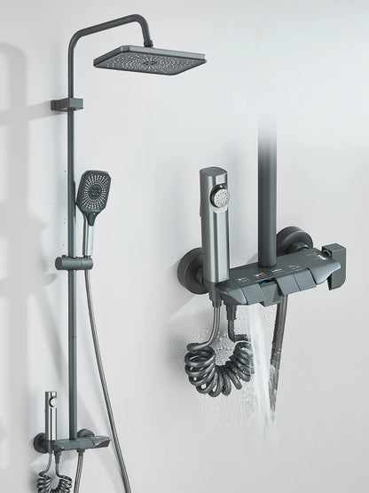 4-way Piano Shower System With Rain Shower Bidet Faucet Hot Cold Water Mixer For Bathroom Shower Kit
