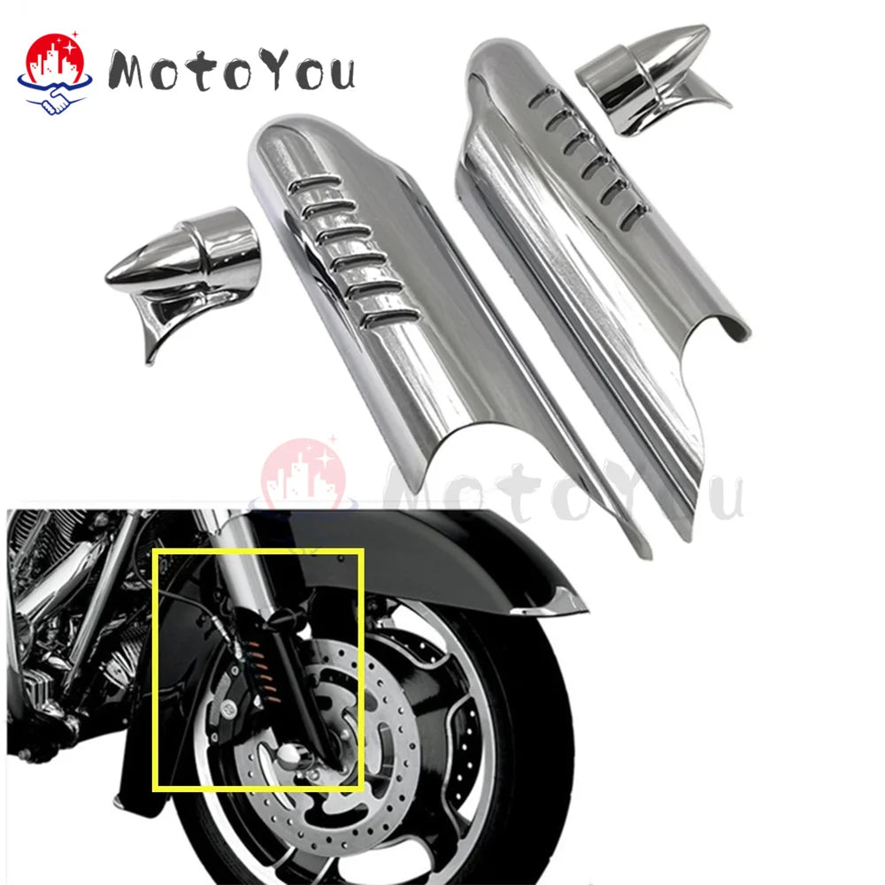 Deflector Shield Protector Lower Fork Leg Guard Motorcycle Ornamental Moulding Replacement for Harley Road King Touring 00-13