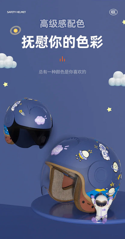 Children's Four Seasons Helmet New National Standard Class A 3C Certification Cartoon Electric Vehicle Helmet Motorcy Casco Moto