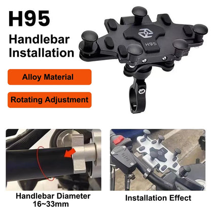 Shock-Absorbing Phone Holder for Motorcycle Bicycle 2024 Upgraded Alloy Rotary Adjustment Mobile Phone Navigation Bracket