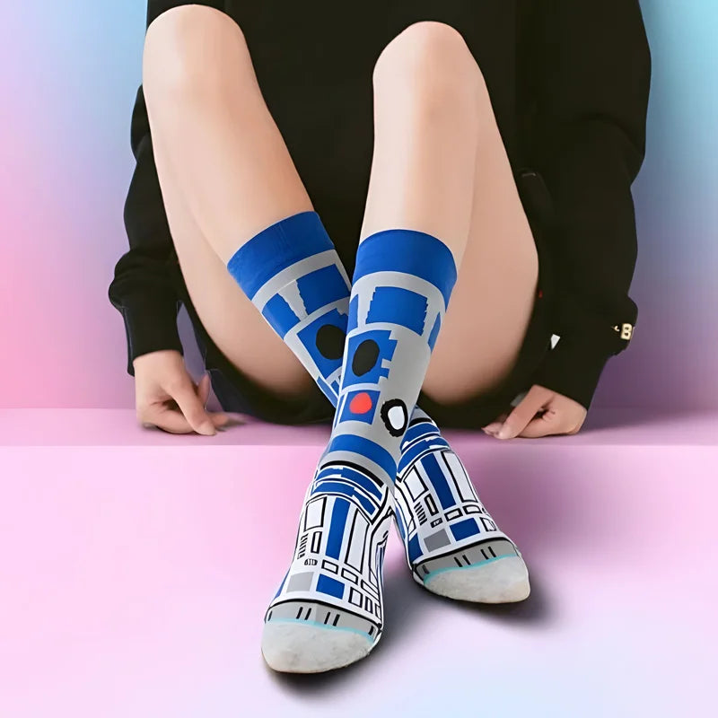 1 pair Autumn Winter Anime Socks Movie Women socks Master Yoda R2-D2 Cosplay Socks Wookiee Jedi Knight Novelty Men's Socks 37-45