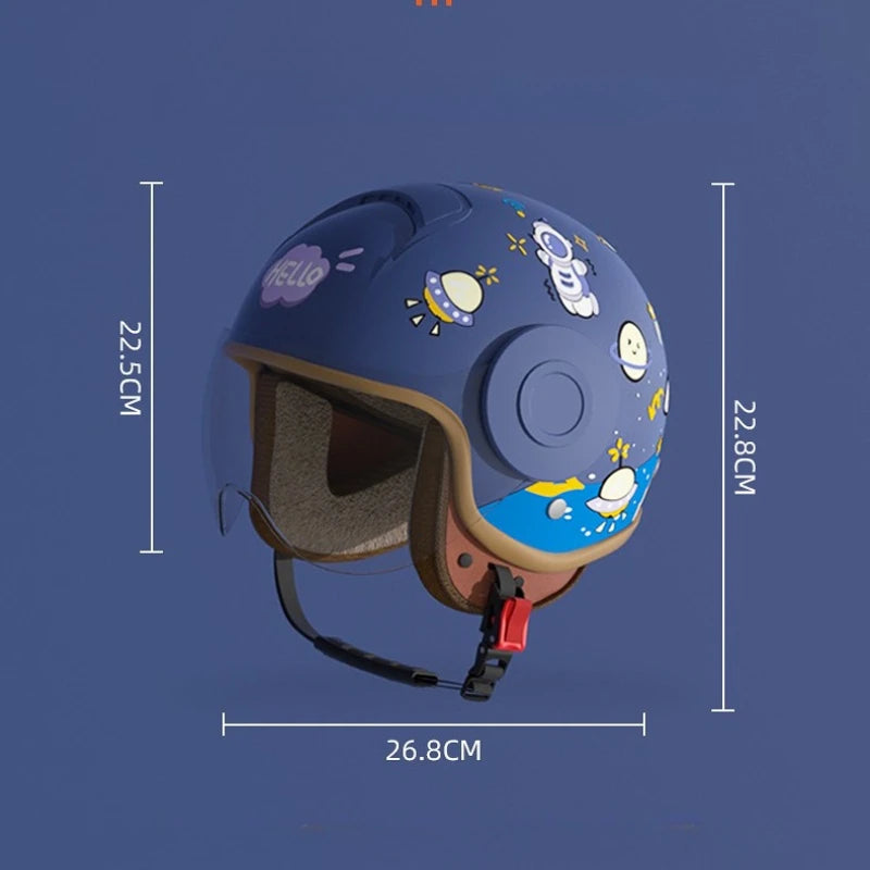 Children's Four Seasons Helmet New National Standard Class A 3C Certification Cartoon Electric Vehicle Helmet Motorcy Casco Moto
