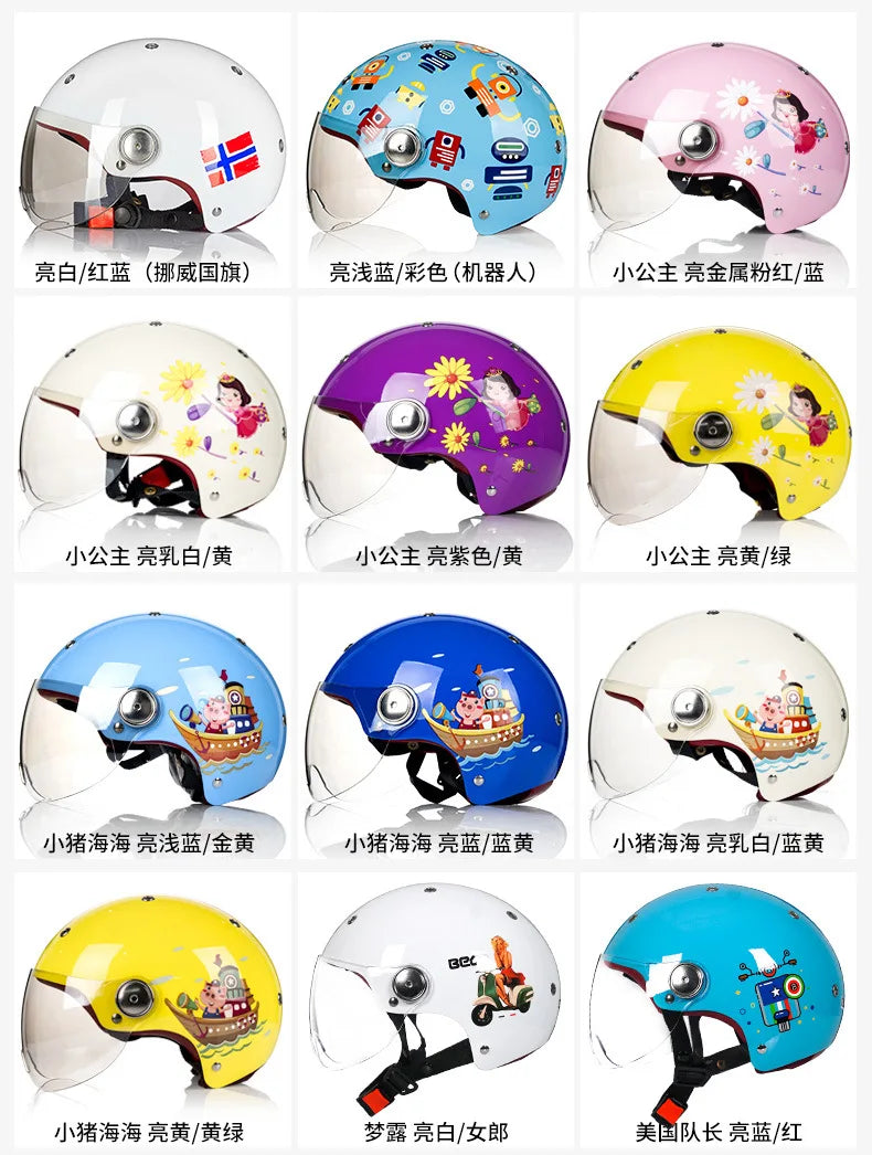 BEON Motorcycle Helmet for Adult and Child All Seasons Electric Vehicle Half Helmet Summer Sun Protection Helmet Motorcycle