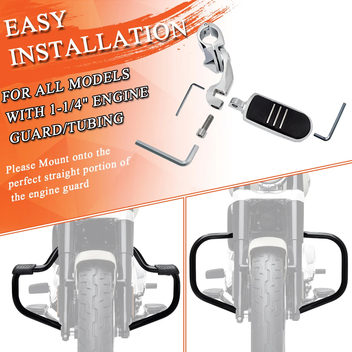 1.25" Motorcycle Engine Guard Highway Pegs Footpeg For Harley Honda Touring Sportster Davidson Road King Street Glide Low Rider