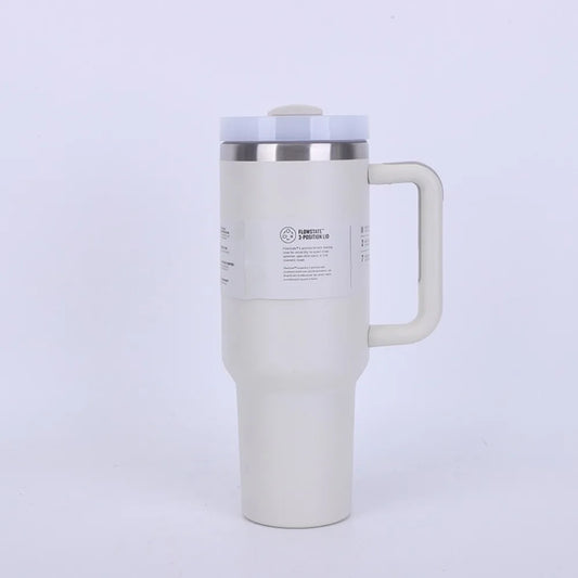 40 Oz Insulated Mug with Handle Straw and Lid. Stainless Steel Portable Drinking Mug, BPA free Keeps Water Hot or Cold Longer